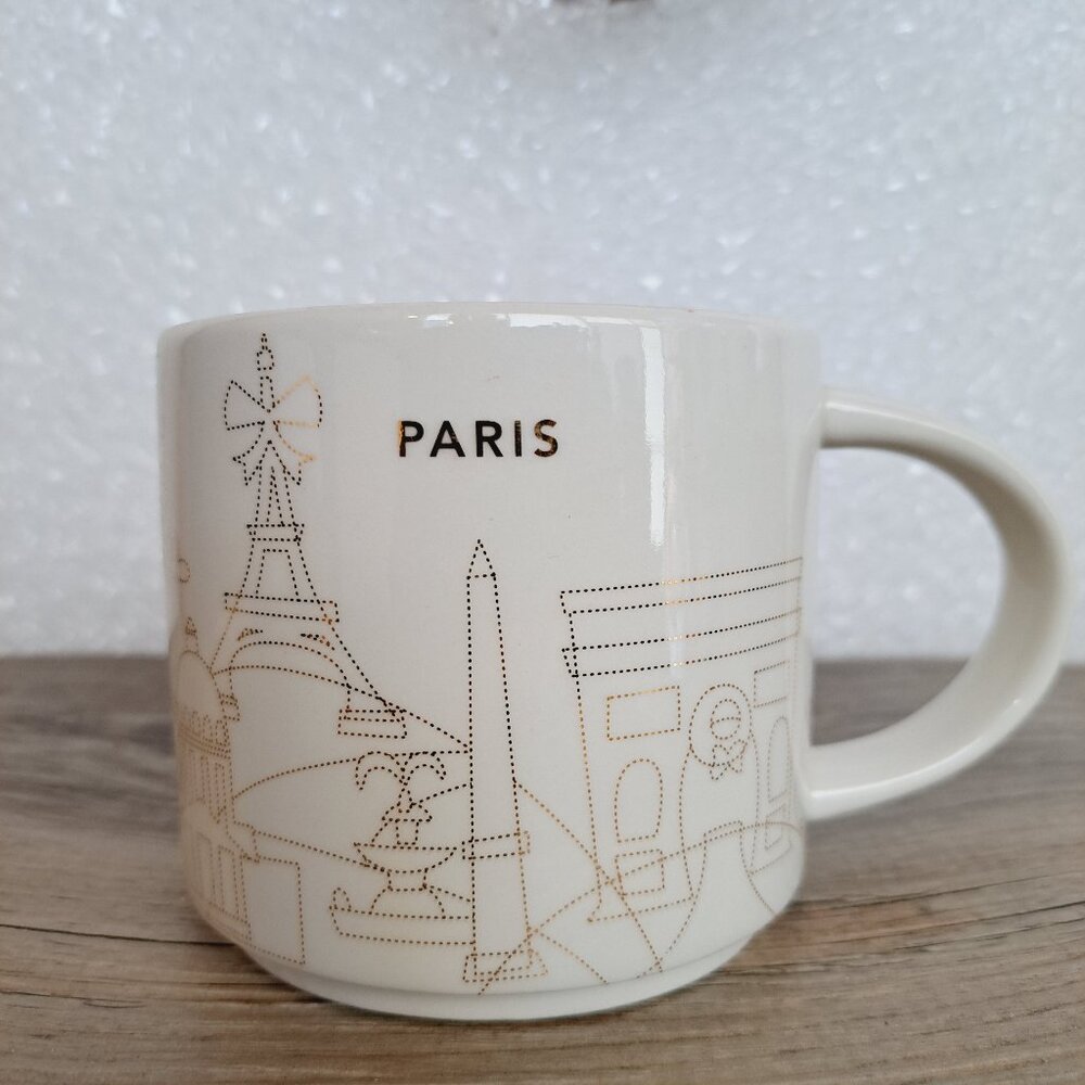 Starbucks You are Here Paris France Europe Christmas Gold Coffee City Mug 14 Oz - Picture 7 of 10